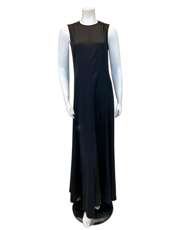 Sparrow S6858 Black Satin Sleeveless 57" Maxi Shell Dress myselflingerie.com